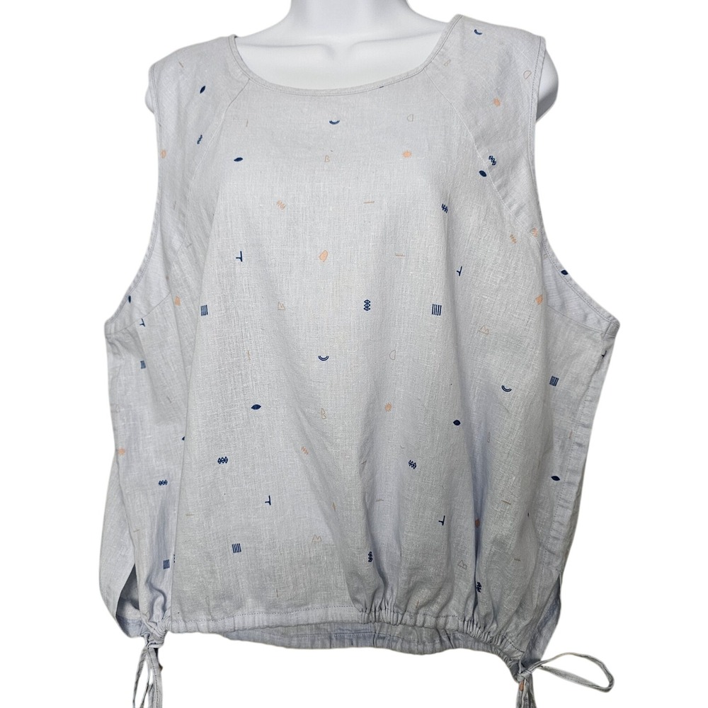 REI Co-op Northerwoods Tank Women 3XL Light Blue Hemp Cotton Tie Hem